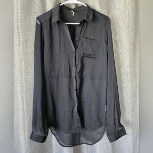 FREE PEOPLE THE BEST OF BOTH WORLDS BLACK BUTTON DOWN SIZE SMALL